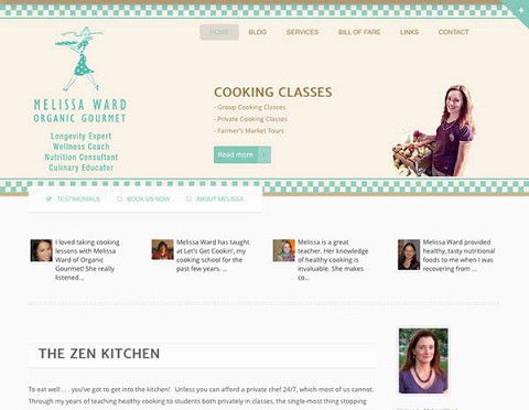 Melissa Ward Organic Gourmet website