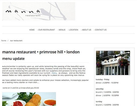 Manna restaurant website